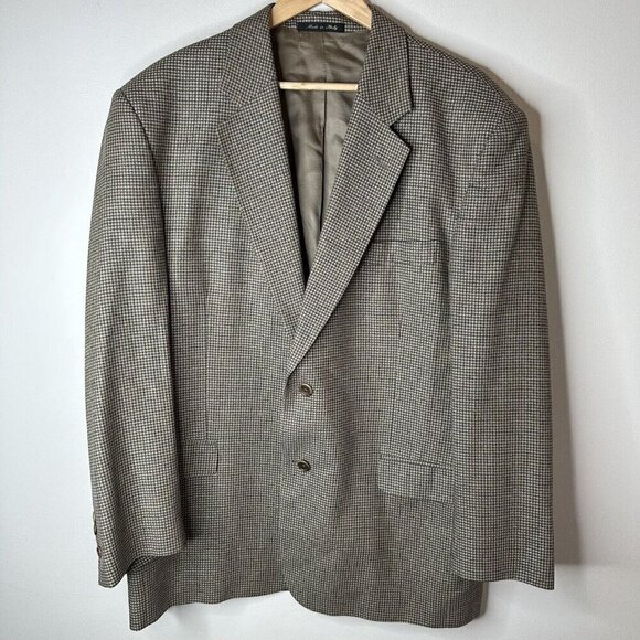 Vito Rufolo Houndstooth Italy Silk Wool 2 Button Sportscoat Blazer Jacket 44R - Picture 1 of 13
